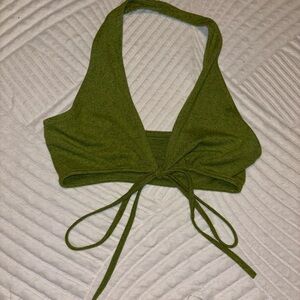 Green Halter Crop Top